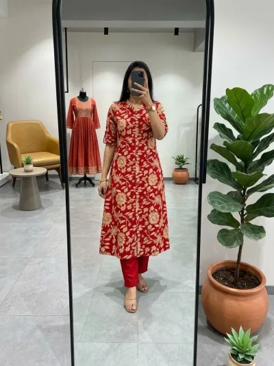 Red Floral Classic Salwar Set